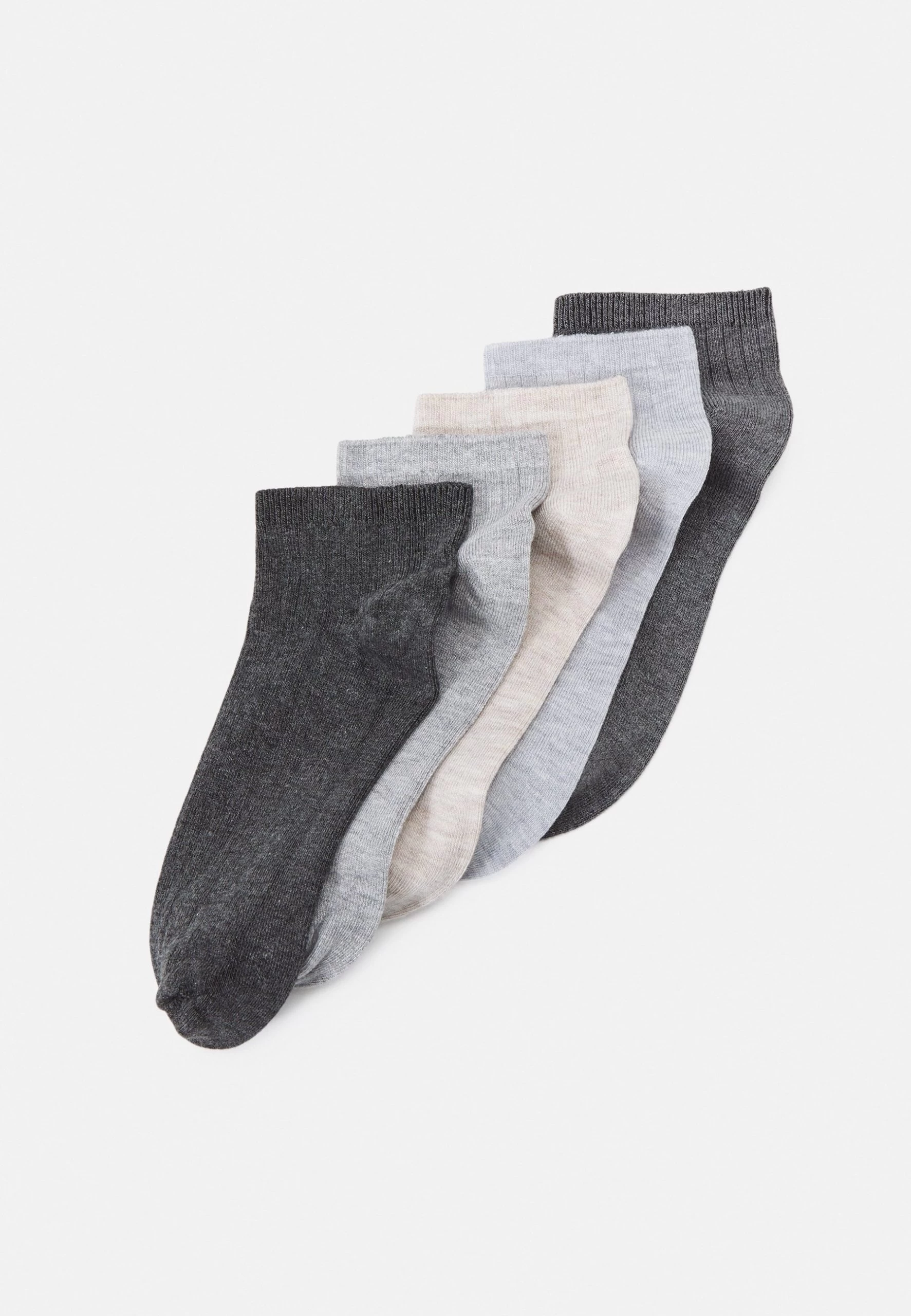 Anna Field SOFT RIBBED SNEAKER SOCKS 5PACK - Skarpety - Grey/beige 1 Anna Field SOFT RIBBED SNEAKER SOCKS 5PACK - Skarpety - Grey/beige