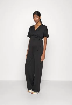 SHORT SLEEVE WRAP JUMPSUIT - Kombinezon - Black